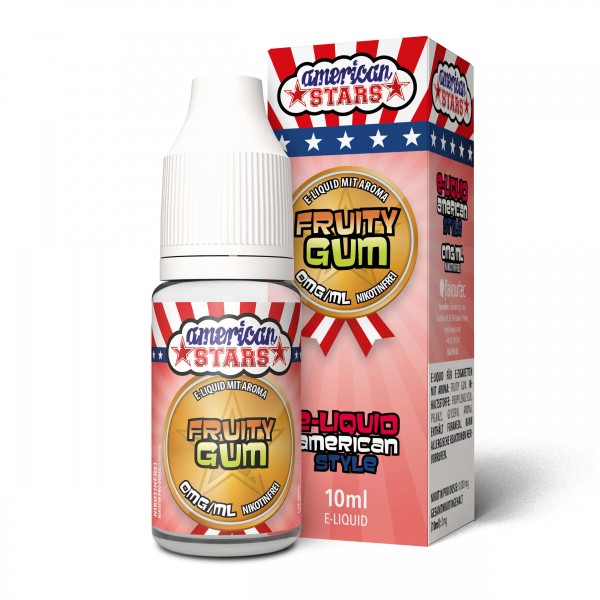American Style E-Liquid made in EU - American Stars FRUITY GUM (Bubblegum Erdbeer Kiwi)