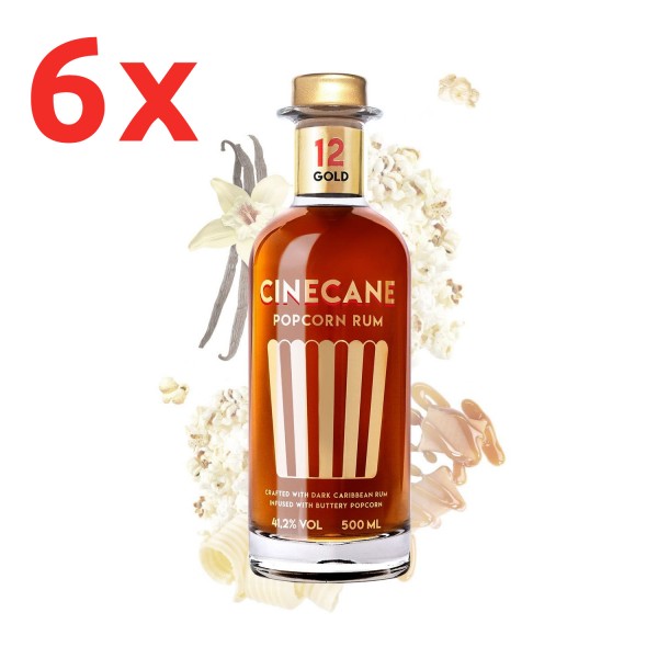 CINECANE GOLD Popcorn Karton 6x 500ml (Spirituose auf Rumbasis)