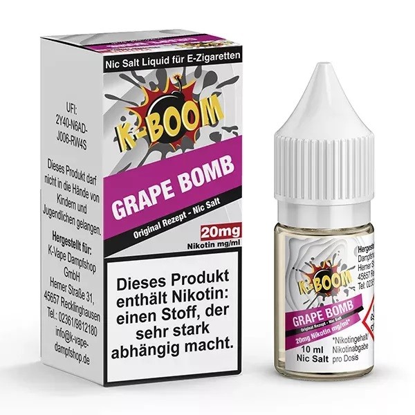 K-Boom - Grape Bomb Nikotinsalzliquid (Trauben &amp; Frische)